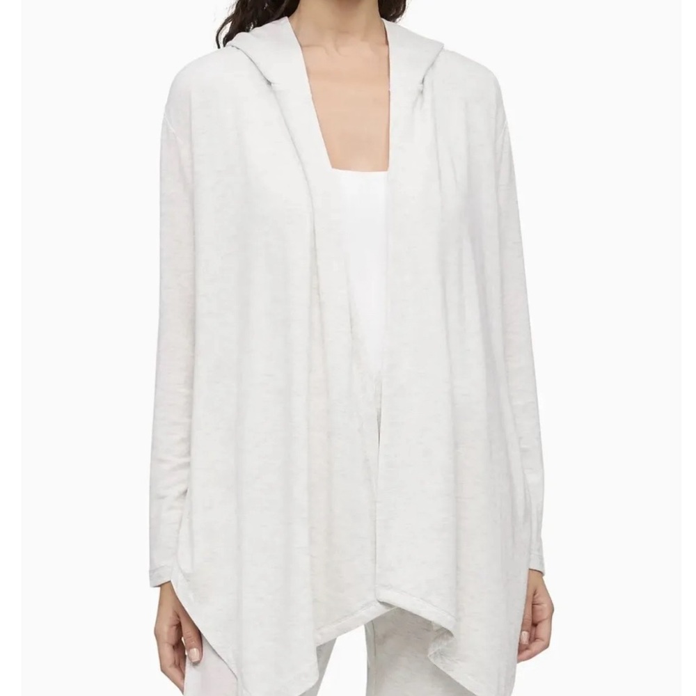 Calvin Klein Women's Clearance Sale Pure Lounge Open Hoddie Beige Size Small